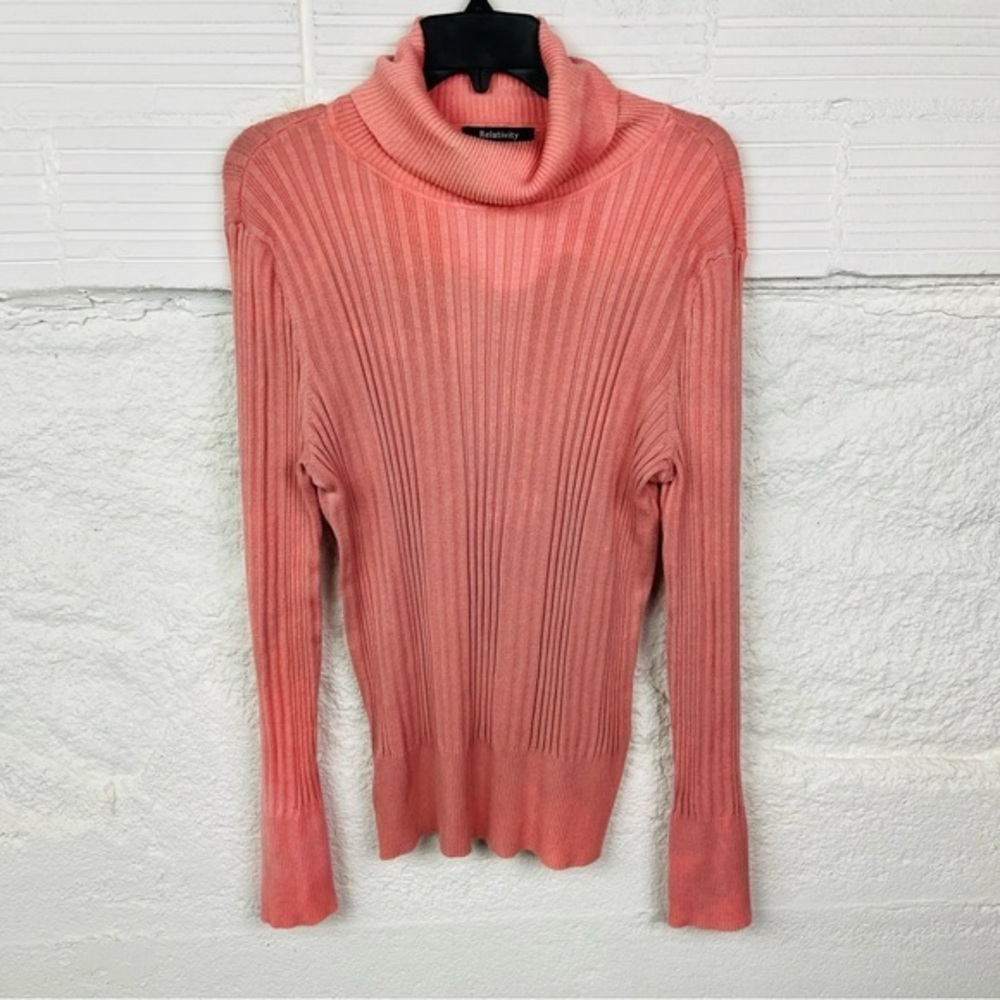 RELATIVITY salmon pink knit turtleneck sweater size XL